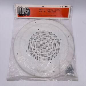 Vintage White 12.75" Metal Ceiling Grill for 8" Speaker MG SG-12W w Hardware NOS